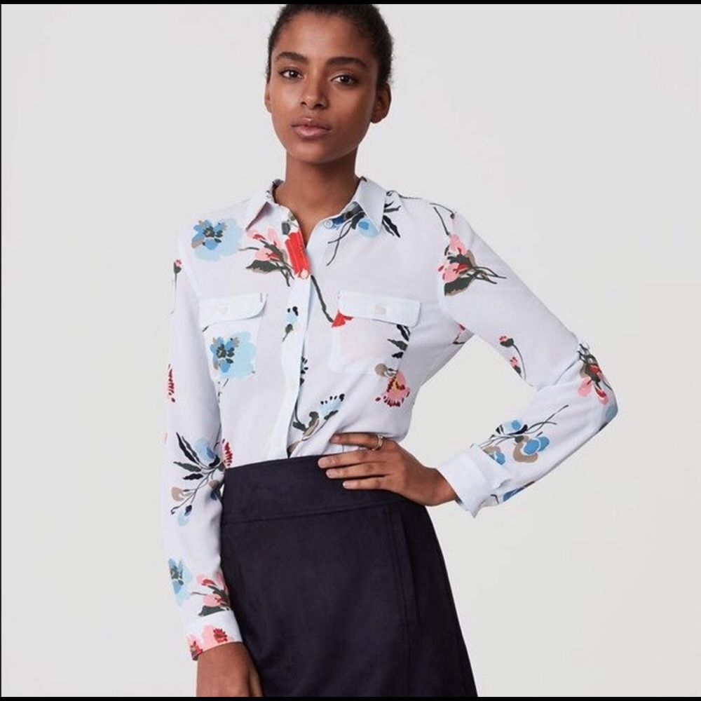 LOFT Floral Utility Blouse